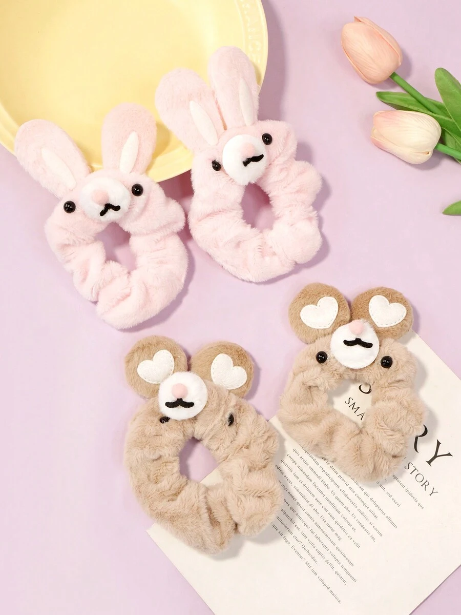 2 件/套 可爱毛绒女童发带 - 彩色 - 查看 1