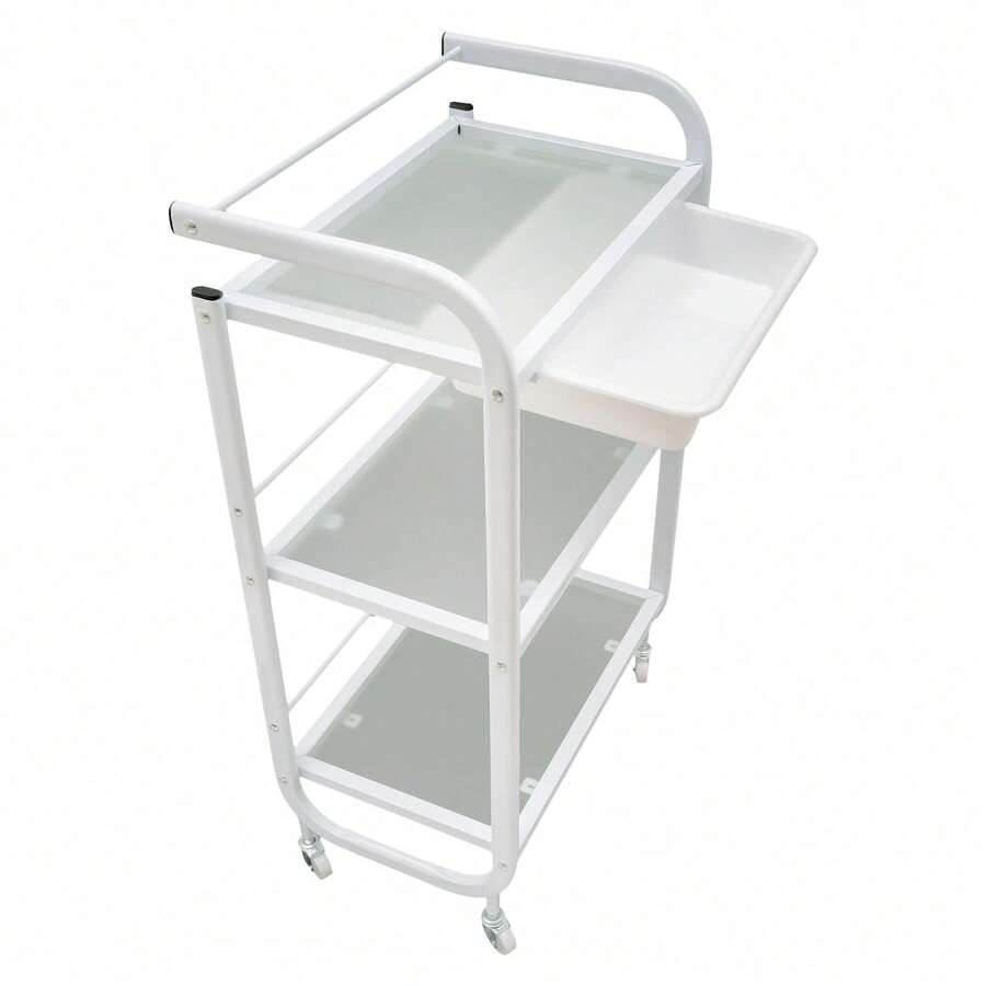 Meal Frame Rolling Trolley Cart With 3Tiers And 1 Drawer For Storage