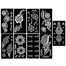 9 khuôn vẽ hình bàn tay rỗng, thích hợp để vẽ lên tay, cơ thể, dùng trong đám cưới, lễ hội, bãi biển, và sáng tạo nghệ thuật DIY. - màu đen - Xem 10