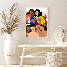 1/3 件现代抽象海报画个性化女性多色帆布画艺术印刷画墙客厅家居装饰画框 - 彩色 - 查看 13