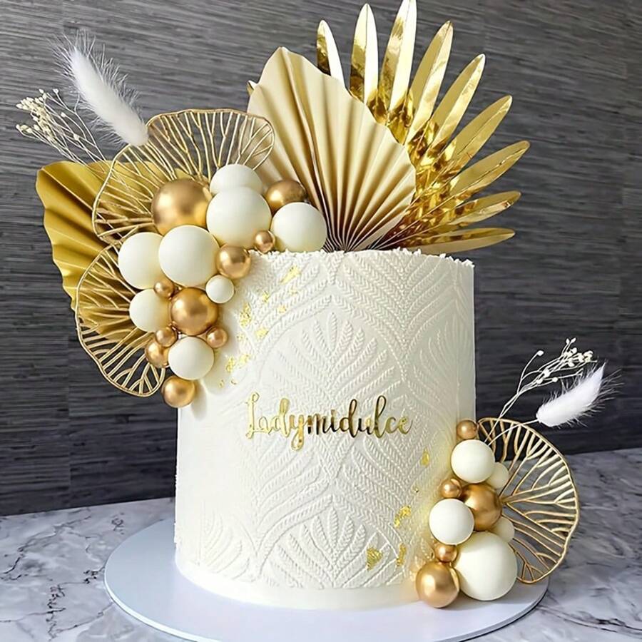 Lot De 6 Décorations Gâteau Happy Birthday – Acrylique Doré – Pour Anniversaire