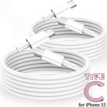 2 cáp sạc nhanh USB-C sang Type-C, 60W, dài 6,6FT/200cm, tương thích với iPhone 16, 15, Pro Max, Plus - trắng - Xem 7