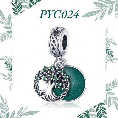 1 Piece Of 925 Sterling Silver Plant Tree Charm Amulet Longevity Tree Charm Suitable For DIY Women's Bracelet Pendant To Send Lovers And Family Birthday Gifts Women's Jewelry Making Pendant