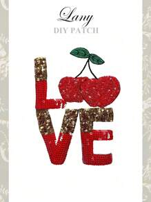 10 Peças Remendo de Lantejoulas de Cereja Vermelha Termocolante para Decoração de Roupas, Verão, Escola - Vermelho - Visão 7