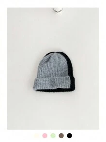 1 件女士冬季针织帽，糖果色拼布，温暖户外风格休闲装，全新设计 - 彩色 - 查看 14