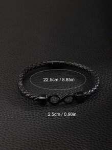 男士简约金属 PU 皮革手链，时尚扣环手链，圣诞礼物，生日礼物，圣诞节，新年，情人节节日礼物 - 手鍊 - 查看 2