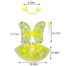 Girl's Fairy Costume Set Glowing Butterfly Wings Tutu Skirt Headband  Wand Role Play Outfits - 粉色 - 查看 4