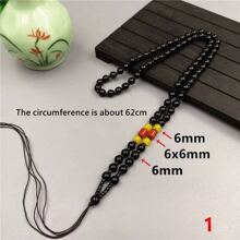 1Pc Natural Crystal Obsidian Sweater Chain Rope, Men's And Women's Fashion Beaded Necklace Sling, All Hand-Woven, Black Transfer Beads Fashion Beaded Rope,DIY Pendant Accessories, Family Gifts, Christmas And Various Holiday Party Gifts, Crystal Gifts - Black - View 15