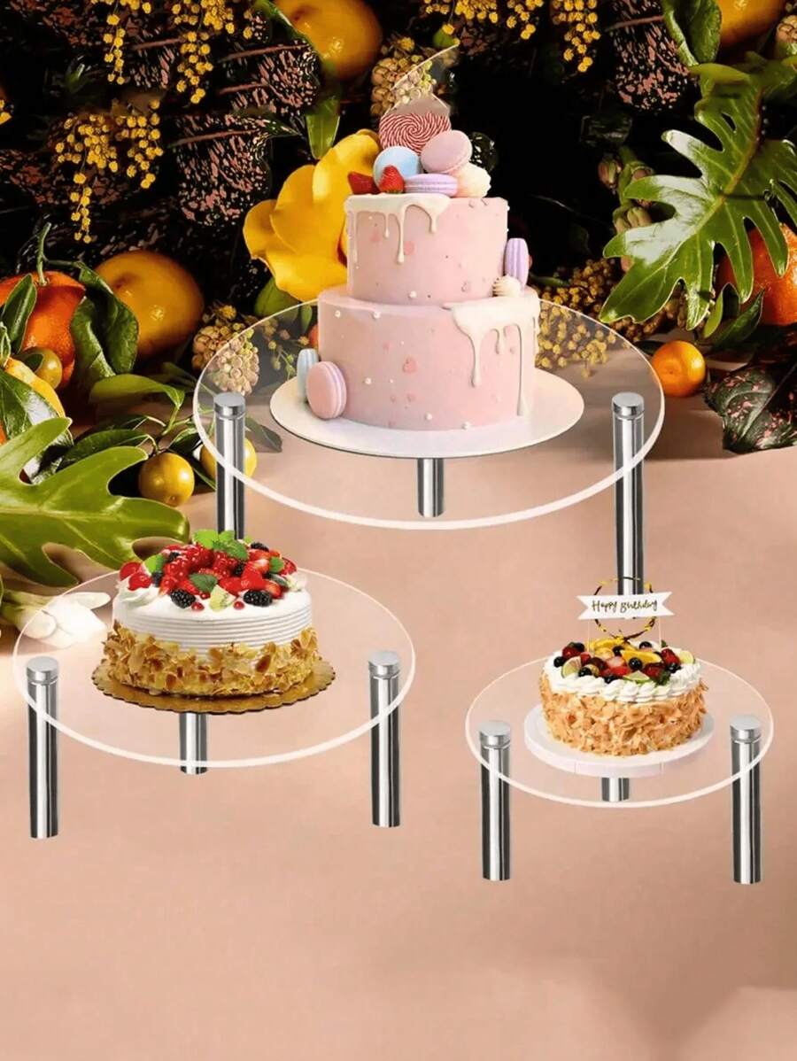 1pc Clear Round Acrylic Cupcake/Cake Stand Tiered Display Rack For