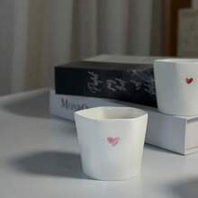 1pc Red Heart-Shaped Ceramic Mug, Bone China Coffee Cup, Lovely And Water Cup For Couples Back To School