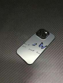 动物 1 件简约蓝色蝴蝶设计防摔 TPU 手机壳兼容 iPhone 和手机 - 彩色 - 查看 5