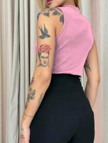 Women's Basic Ribbed Tank Top Ribana - สีเบบี้ชมพู - ดู 2