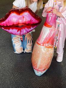 115 件/套粉色和洋红色气球花环装饰套件，生日派对用品套装，带红唇和口红铝箔气球，适用于婚礼、周年纪念、单身派对背景装饰 - 彩色 - 查看 6