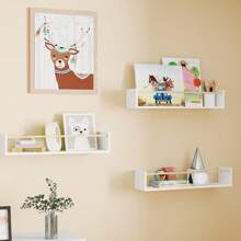 2/3/5pcs Nursery Book Shelves, 16.5/23.6/32 Inch Floating Bookshelves For Wall, Wall Hanging, Wall Art, Fall Decor Home, Solid Board Wall Mounted Shelves For Books, Crafts And Decor StorageRoom Decor - Multicolor - View 7