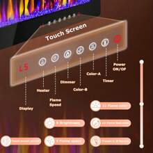 60'' Ultra-Thin Electric Fireplace In-Wall Recessed And Wall Mounted Fireplace Heater,Linear Fireplace With Multicolor Flame,Timer,Low Noise,750/1500W,Touch Screen & Remote Control, With Plug - Black(60in) - View 4