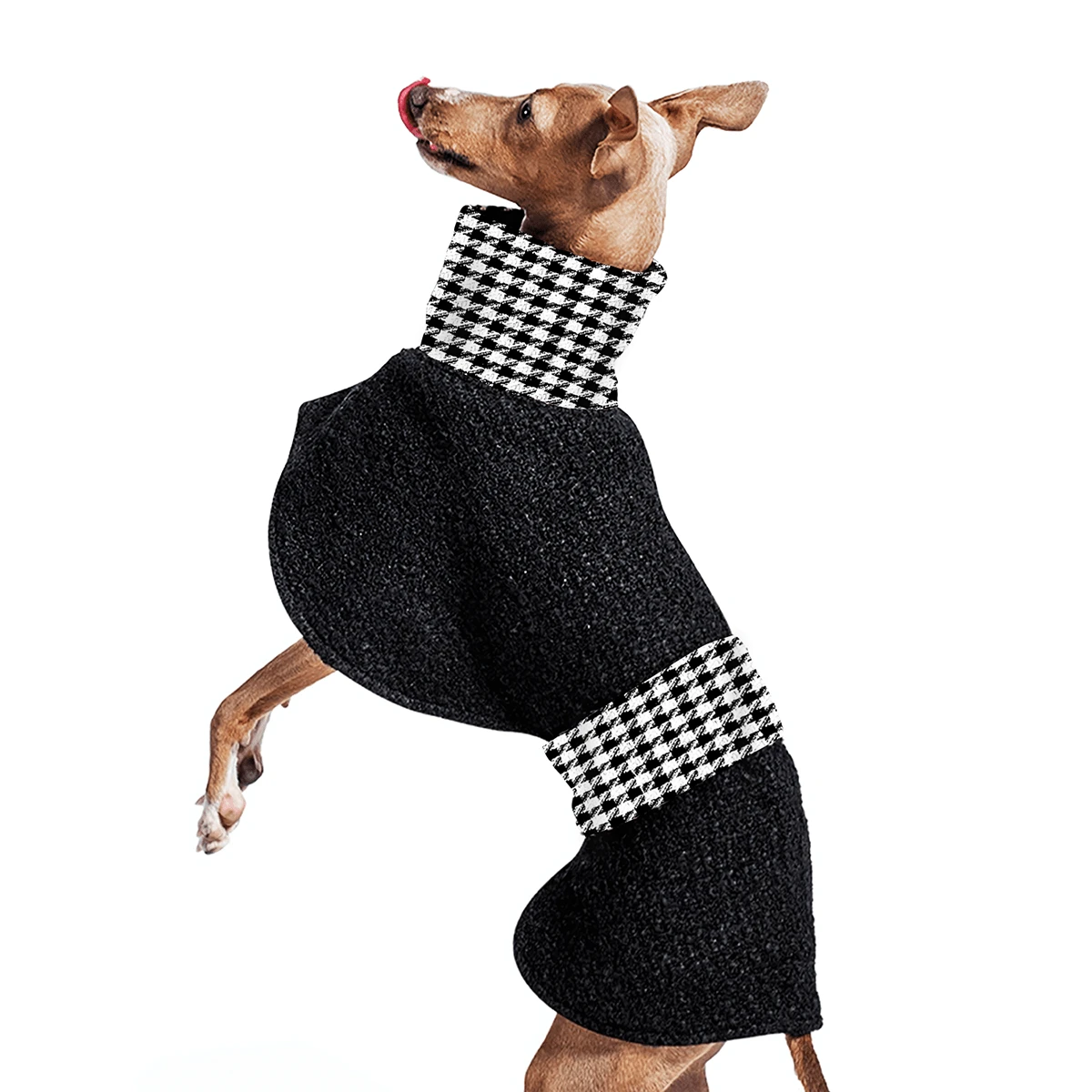 Pet Houndstooth Coat, Luxury Dog Apparel Checkered Cape For Small