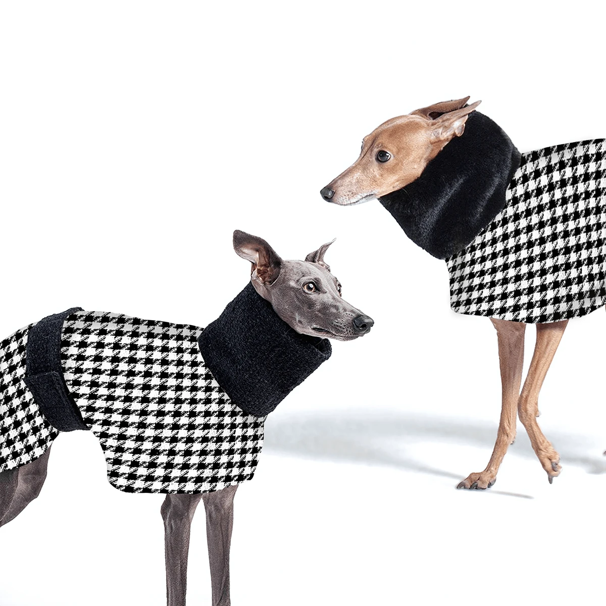 Pet Houndstooth Coat, Luxury Dog Apparel Checkered Cape For Small