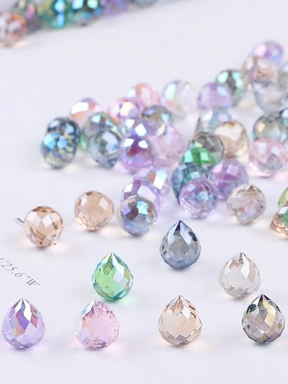 10/50pcs 9x8mm Vibrant Symphony Color Cut Face Shiny Glass Water Drop Strawberry Shape Beads Window Hanging Artificial Crystal Glass Beads- Jewelry Making DIY Beads & Bead Assortments For Special Bracelet, Earrings, Crystal Phone, Hair, Headwear, Charms, Hanging Dress Decors And Craft Supplies - Perfect For Creative Projects And Fashion Accessories