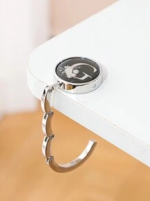 1 pieza Soporte plegable de metal con letra inicial - Diseño floral de letra, Soporte de cartera de escritorio, Estantería de moda para bolsos y Organizador de escritorio de oficina para damas - gancho de letra negro - Ver 19