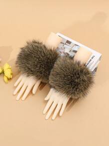 Autumn/Winter Fashion New Fluffy Soft Fluffy Outdoor Windproof Warm Women Arm Sleeves, Solid Color Cute Casual Polyester Arm Warmers For Sports, Leisure, Outings And Festivals