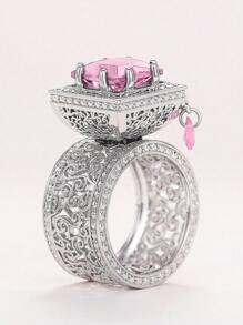 1 PC Gorgeous Green Cubic Zirconia Ring For Women For Wedding Engagement Party Jewelry Valentine's Day Gift,Mom,Mother,Mother's Day,Gift