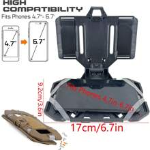 战术 MOLLE 折叠导航板通用狩猎背心附件气枪地图盒管理面板手机支架胸部安装座适用于屏幕尺寸 4.7 英寸 - 6.7 英寸