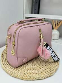 Women's Crossbody Shoulder Bag, Detachable And Adjustable Straps. With 2 Keychains - 淺粉色 - 查看 2