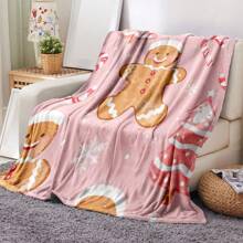 GEL HUT MUN Vintage Christmas Gingerbread Flannel Blanket - Soft & Cozy Polyester Knit, Digital Printing, Multi-Purpose All Season Bed/Sofa Home Decor Cover, Machine Washable Throw Blanket, Autumn Blanket, Plush Blanket, Bedding, Sofa Throw, Soft Blanket, Customized Blanket