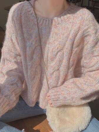 EAVA 가을/겨울 신상 다용도 귀엽고 달콤한 캐주얼 루즈 오버사이즈 케이블 니트 스웨터 여성용, 설날 의상, 크리스마스 스웨터에 적합