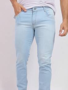 KIT Men's Skinny Jeans Original Elastane Premium Quality - 中等水洗藍 - 查看 4