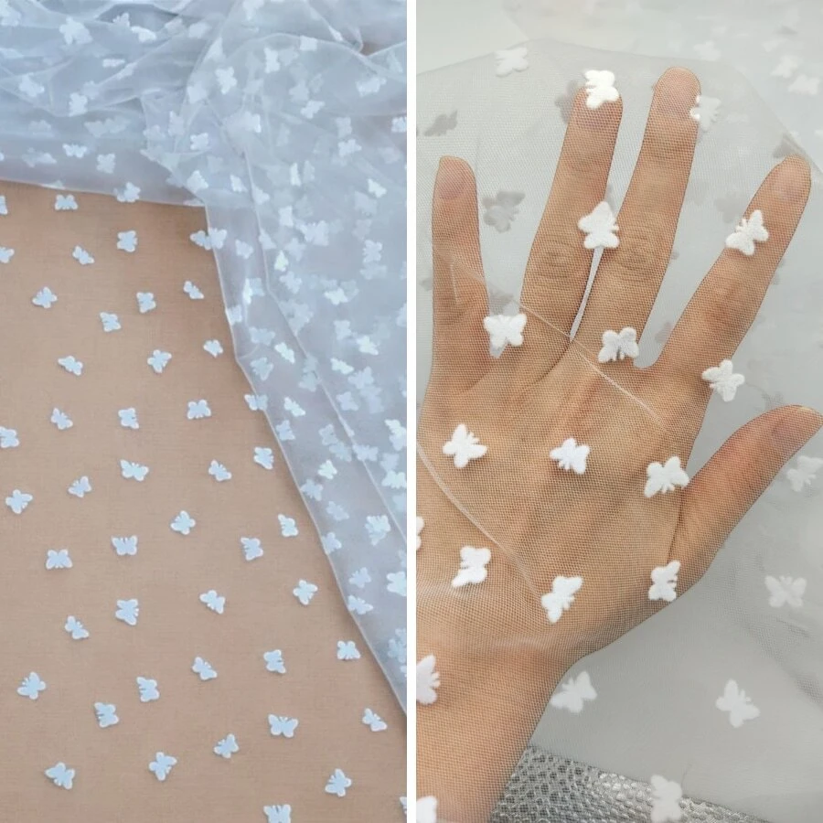 Tulle Polka Dot Butterfly Meter - Veil Ccb Dress Making - 1.0MTS - Xem 1