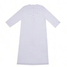 Einfarbiger, handgefertigter Knopf-Bademantel mit rundem Kragen für Herren