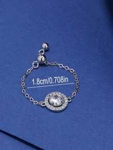 1 chiếc nhẫn bạc Sterling 925 thời trang đính đá CZ dễ thương có thể điều chỉnh, phù hợp cho phụ nữ đeo hàng ngày - Bạc - Xem 4