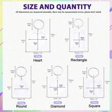 1/3 chiếc Móc chìa khóa khung ảnh mặt dây chuyền, Móc chìa khóa khung ảnh tròn hình trái tim bằng Acrylic trong suốt, Móc chìa khóa chèn ảnh hình vuông hình chữ nhật hình học cho đồ thủ công DIY (Không có ảnh tùy chỉnh) - Nhiều màu - Xem 4