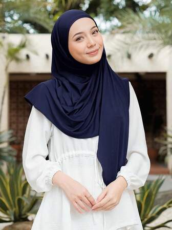 1 buc Hijab instant gata de purtat, culoare solidă, hijab casual pentru femei, pentru viața de zi cu zi, eșarfe hijab pentru femei