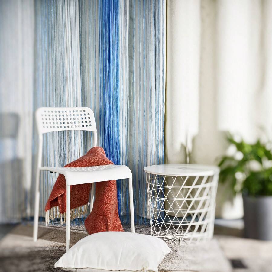 Vorhangleine, Wandvorhang, Fensterdekor, dekorativer Vorhang, Raumteiler für Hochzeiten, Cafés, Restaurants, Größe: 300X250CM, 1 Stück - Blau - Übersicht 1