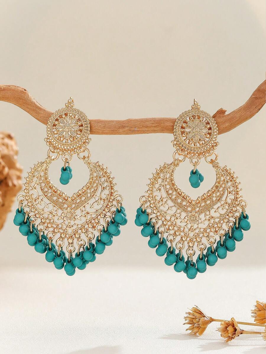 1 Cặp Hoa tai tua rua hình cung điện Chand Bali thanh lịch, thích hợp cho trang phục hàng ngày, lễ hội, đám cưới và tiệc tùng/Quà tặng trang sức - nhiều màu - Xem 1