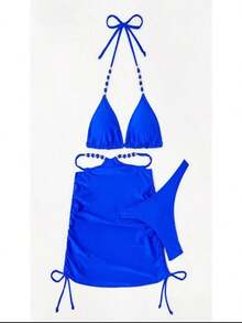 Trikini With Gold Details - Màu xanh lam - Xem 2