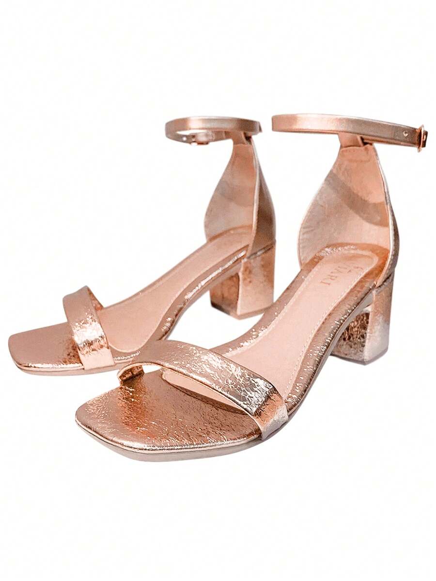 Women's Block Heel Sandal All In Color's Patent Leather Comfortable Elegant And Classic Ref. 31/45 - Đồng - Xem 1