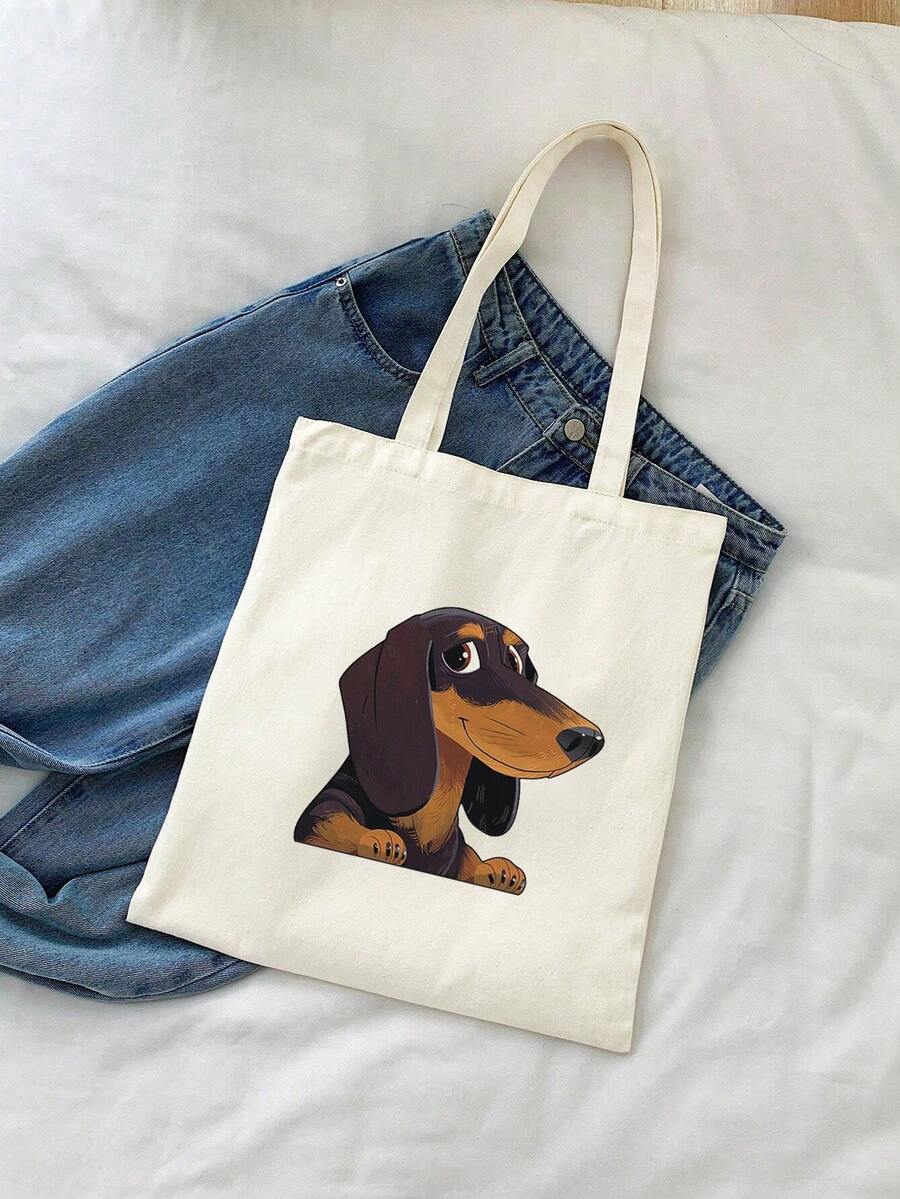 1 Túi xách đeo vai in chữ hình chó Dachshund Giáng sinh, Túi mua sắm nhẹ có thể gấp lại, Túi xách thời trang và giản dị, Túi đeo vai, Thích hợp cho sinh viên đại học sắp xếp đồ dùng học tập, sách vở và phụ kiện điện thoại di động. Túi đựng mỹ phẩm du lịch nam và nữ, Quà tặng cho mẹ, bạn bè, giáo viên, Nhiều mẫu để lựa chọn, Túi đựng xúc xích cho chó, Ý tưởng quà tặng Giáng sinh sáng tạo - Màu be - Xem 1