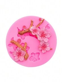 1 件装桃花形硅胶蛋糕模具 DIY - 粉色 - 查看 3