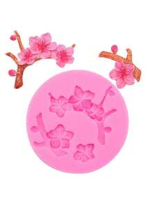 1 件装桃花形硅胶蛋糕模具 DIY - 粉色 - 查看 4