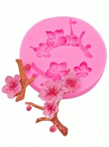 1 件装桃花形硅胶蛋糕模具 DIY - 粉色 - 查看 1