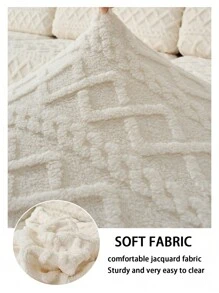 1pc Thick Reversible Plush Sofa Seat Cushion Cover, Modern Simple Style, Soft & Skin-Friendly, Pet-Proof & Anti-Scratch, Suitable For L-Shaped Combination Sofa And 1/2/3/4-Seater Sofa (Sold Individually) - Beige - View 9