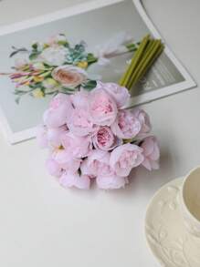 9pcs/Lot High Quality Artificial Rose Bouquet, Decoration For Home, Wedding Ceremony Aisle Flowers, Bridal Bouquet, Valentine's Day, Gift Gifts Birthday Graduation - Multicolor - View 13