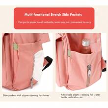 1 pieza Mochila para pañales multifuncional para maternidad, bolsa de pañales para bebés para niñas y niños con gran capacidad para viajes - Rosa - Ver 11