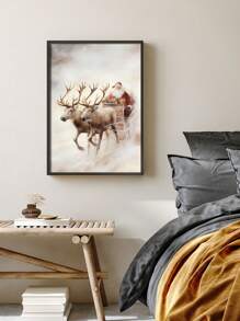 1 件圣诞老人与小鹿帆布海报，节日艺术墙饰，艺术装饰，无框 - 彩色 - 查看 8