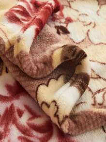 1pc Flannel Printed Blanket, Warm Fleece Throw Blanket For Bedroom, Home, Travel, Date, All Season Use