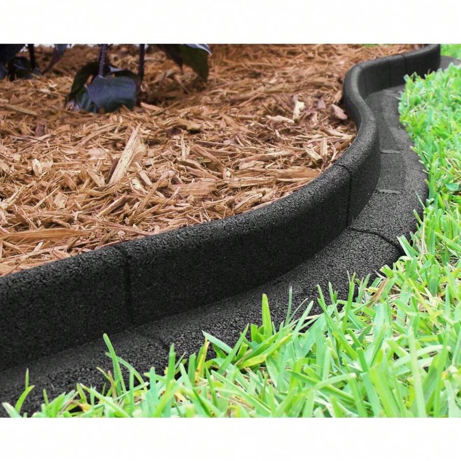 3" X 48" Black Rubber No Dig Landscape Garden Border Edging (Pack 6) - 黑色 - 查看 1
