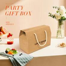 20pcs Customized Logo Personalized Paper Boxes With Rope, 20x10x13.5cm White Candy Box, Kraft Handmade Cookies, Incense, Dried Fruits, Chocolate Packaging Box, Handmade Candle Gift Box, Suitable For Wedding, Party, Birthday Gifts